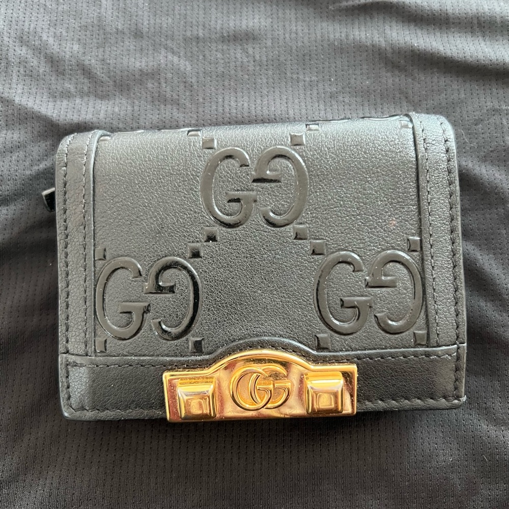 Gucci GG Embossed Leather Card Wallet